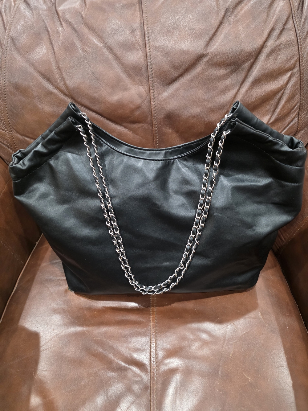 Black Chain-Handle Women's Tote Bag